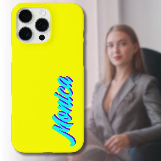 Funda iPhone 16 Pro Max Nombre moderno azul turquesa 3D índigo | Funny Neo (Subido por el creador)