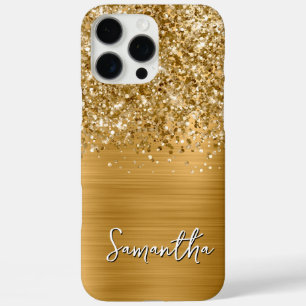 Funda iPhone 16 Pro Max Nombre moderno de Glam de oro Purpurinoso