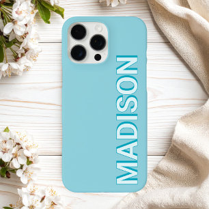 Funda iPhone 16 Pro Max Nombre moderno del monograma azul