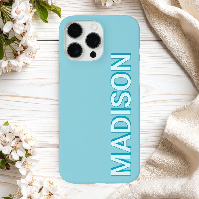 Funda iPhone 16 Pro Max Nombre moderno del monograma azul (Subido por el creador)