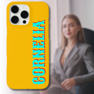 Funda iPhone 16 Pro Max Nombre moderno rojo turquesa 3D Funny Amber