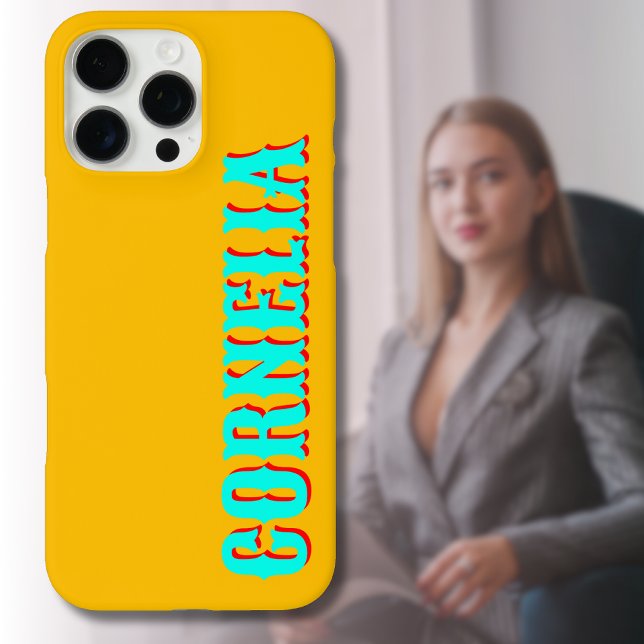 Funda iPhone 16 Pro Max Nombre moderno rojo turquesa 3D | Funny Amber (Subido por el creador)