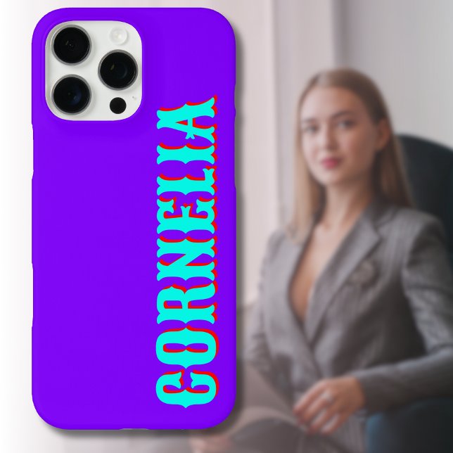 Funda iPhone 16 Pro Max Nombre moderno rojo turquesa 3D | Funny Neon Indig (Subido por el creador)