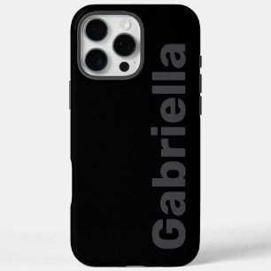 Funda iPhone 16 Pro Max Nombre negro y gris oscuro y moderno
