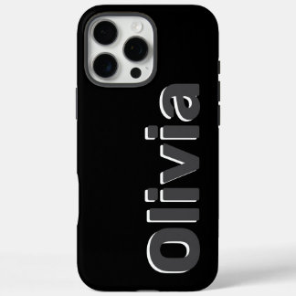 Funda iPhone 16 Pro Max Nombre negro y gris oscuro y moderno