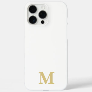 Funda iPhone 16 Pro Max nombre personalizado blanco y dorado inicial
