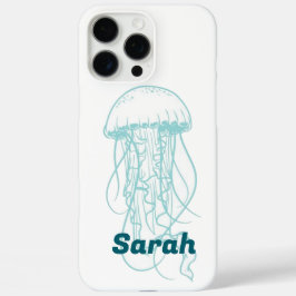 Funda iPhone 16 Pro Max Nombre personalizado Blue Jellyfish iPhone 16 Pro