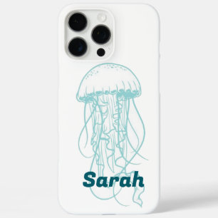 Funda iPhone 16 Pro Max Nombre personalizado Blue Jellyfish iPhone 16 Pro