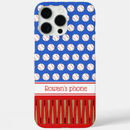 Funda iPhone 16 Pro Max Nombre personalizado con motivos de béisbol