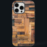 Funda iPhone 16 Pro Max Nombre personalizado de la madera rústica<br><div class="desc">Planchas de madera rústica Nombre personalizado de la madera iPhone 16 Pro Max Funda. Este diseño rústico incluye tablas de madera apiladas con su nombre personalizado. Personalice editando el texto en el cuadro de texto proporcionado.</div>