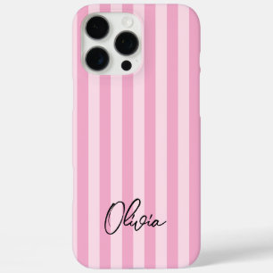 Funda iPhone 16 Pro Max Nombre personalizado de las franjas rosadas Minima