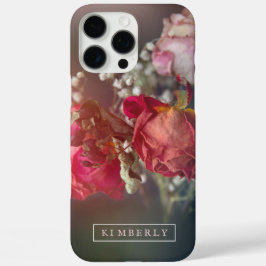 Funda iPhone 16 Pro Max Nombre personalizado de Rosas secos románticos