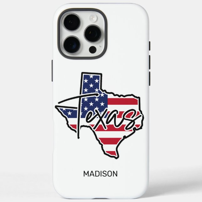 Funda iPhone 16 Pro Max Nombre personalizado de Texas (Reverso)