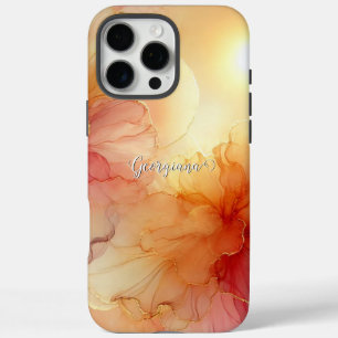 Funda iPhone 16 Pro Max Nombre personalizado Engranaje Raspberry Floral Al