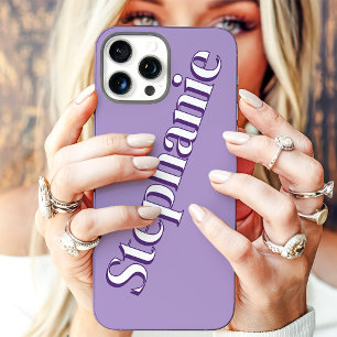 Funda iPhone 16 Pro Max Nombre personalizado minimalista morado lindo