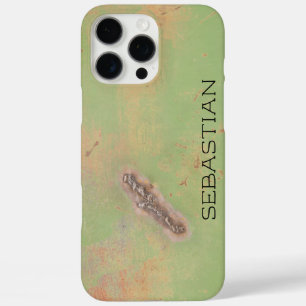 Funda iPhone 16 Pro Max Nombre personalizado obra de metal verde rústico s