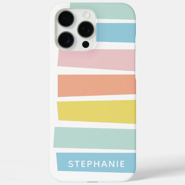 Funda iPhone 16 Pro Max Nombre Personalizado Pastel Geométrico Moderno Col (Reverso )