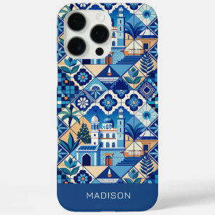 Funda iPhone 16 Pro Max Nombre personalizado Patrón de mosaicos Azulejo