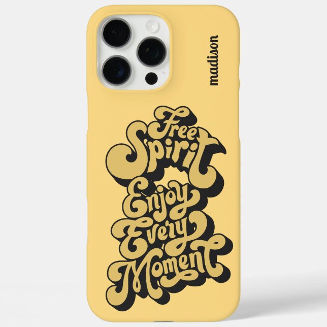 Funda iPhone 16 Pro Max Nombre personalizado retro "Espíritu libre" (Reverso )