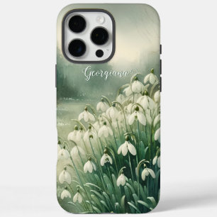 Funda iPhone 16 Pro Max Nombre personalizado Vintage Watercolor Floral Sno
