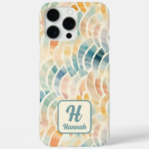 Funda iPhone 16 Pro Max Nombre personalizado y acuarela monogramada con pa