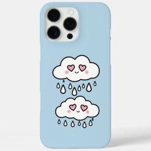 Funda iPhone 16 Pro Max Nubes personalizados con gotas de lluvia cardíacas