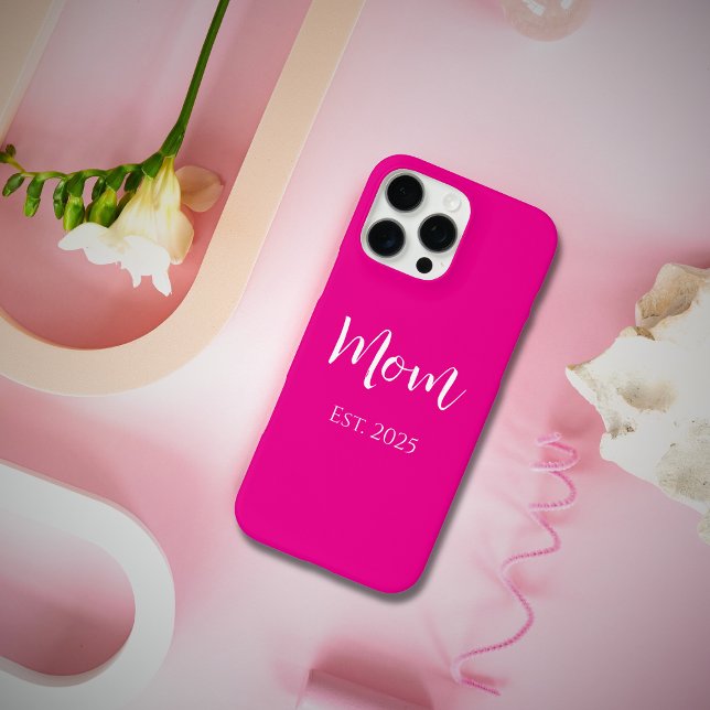 Funda iPhone 16 Pro Max Nuevo Día de la Madre Rosa Caliente Elegante (Subido por el creador)