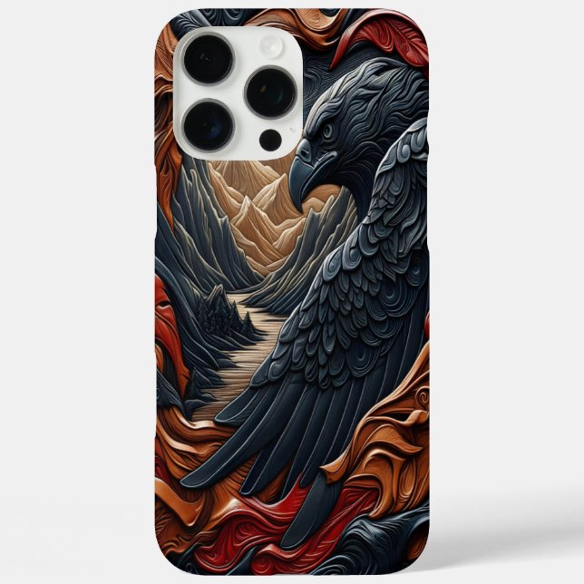 Funda iPhone 16 Pro Max Obra maestra de águila con aspecto de cuero (Reverso )