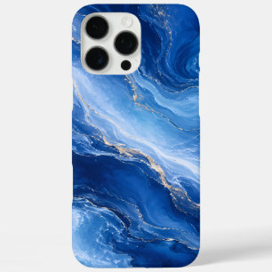 Funda iPhone 16 Pro Max Olas de mármol azul lujo abstracto