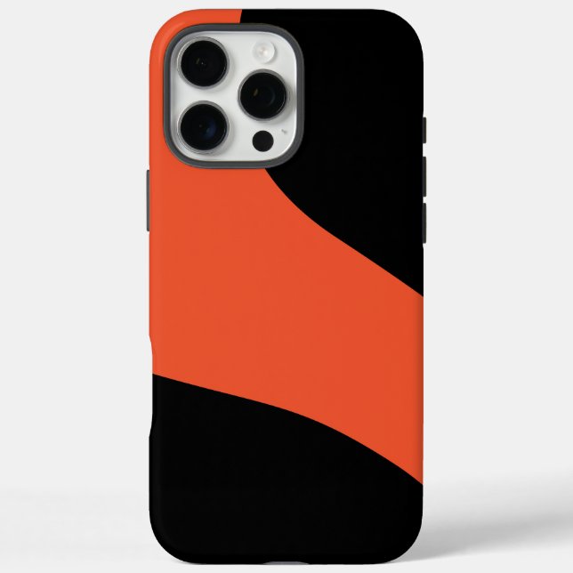 Funda iPhone 16 Pro Max Ondas simples en negro y Naranja (Reverso)