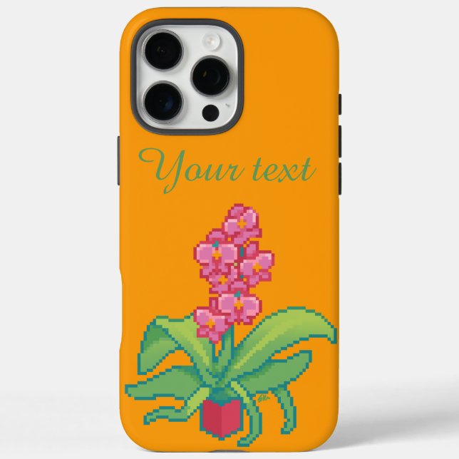 Funda iPhone 16 Pro Max Orchidee, orchid , pixel art (Reverso)