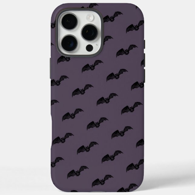 Funda iPhone 16 Pro Max Oscuro Morado Bruja Gótica Bat Halloween (Reverso)