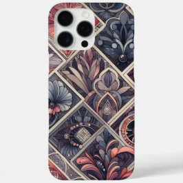 Funda iPhone 16 Pro Max Oscuro Romance Borgoña Art Deco Verano Floral