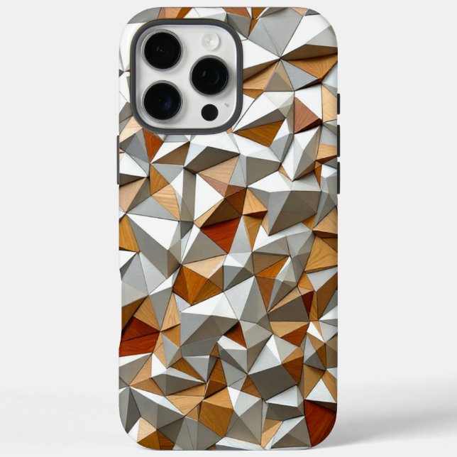 Funda iPhone 16 Pro Max Paisaje de madera geométrica (Reverso)