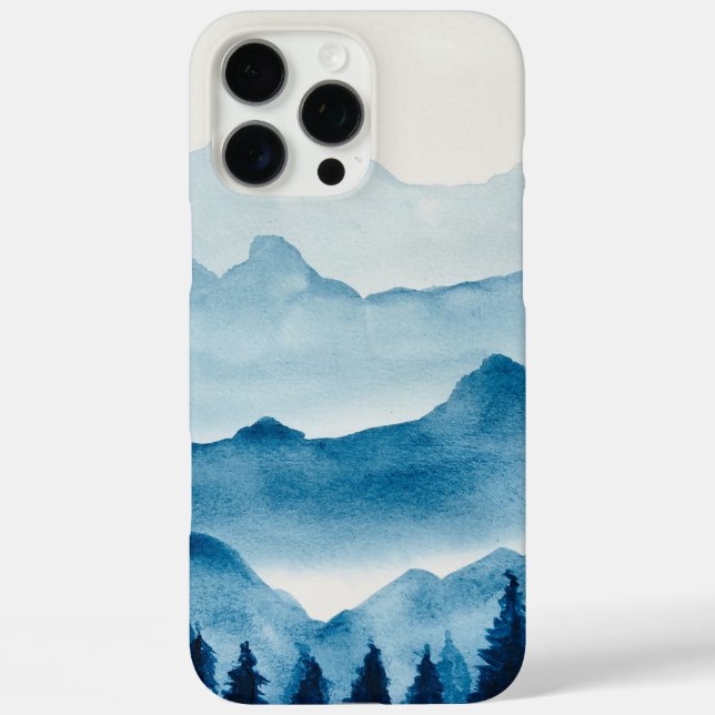 Funda iPhone 16 Pro Max Paisaje de montaña acuarela (Reverso )
