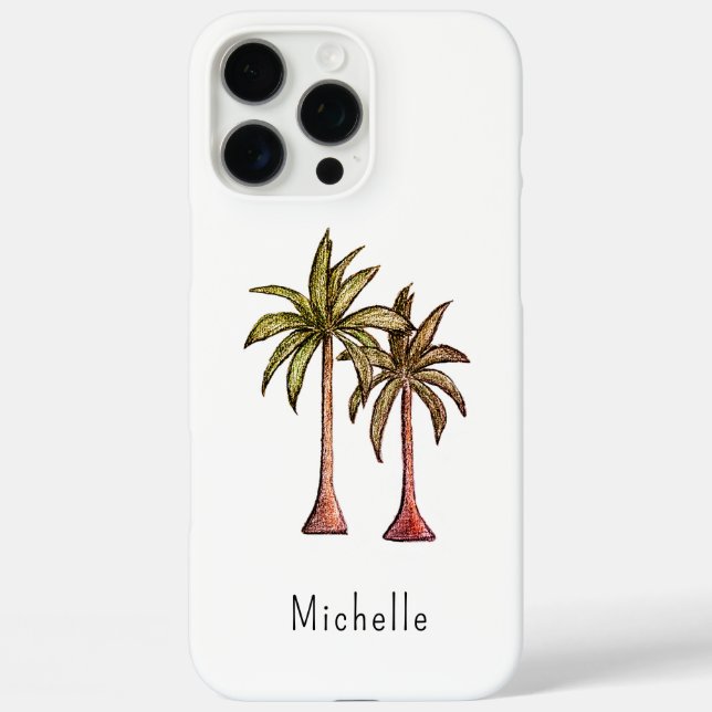 Funda iPhone 16 Pro Max Palmeras Tropicales Sencillas (Reverso )