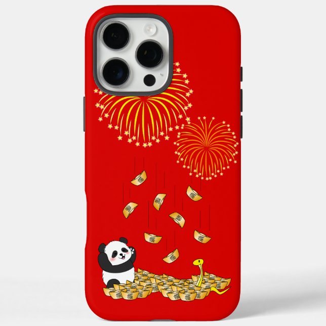 Funda iPhone 16 Pro Max Panda del Año Nuevo Chino de la Serpiente 2025 (Reverso)
