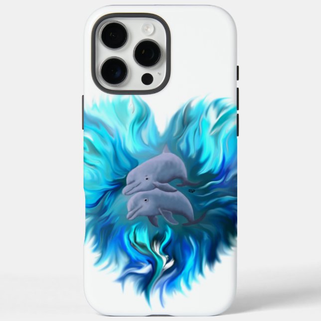 Funda iPhone 16 Pro Max Par de delfines (Reverso)