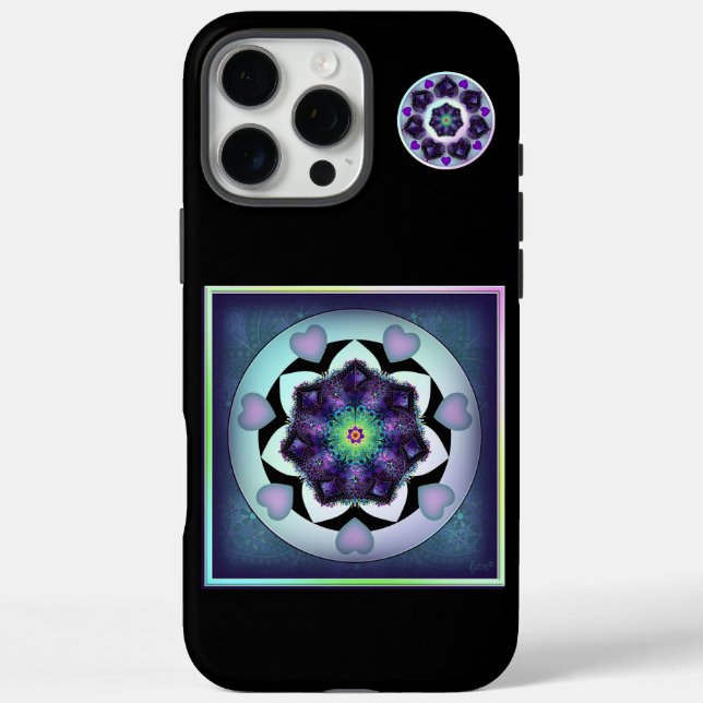 Funda iPhone 16 Pro Max Paraguas morados y corazones .7 (Reverso)