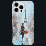 Funda iPhone 16 Pro Max Paraíso<br><div class="desc">Dramática pintura del sueño de ir a París. Las grandes pinceladas añaden el drama a esta pintura de una mujer de color negro que lleva una bolsa roja y camina hacia la Torre Eiffel. Añade tu nombre en un elegante tipo de letra para un funda encantador!</div>