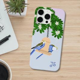 Funda iPhone 16 Pro Max Pareja Cuta Jugadora Parrots Rosellas Monograma