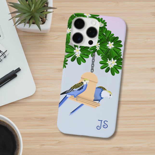 Funda iPhone 16 Pro Max Pareja Cuta Jugadora Parrots Rosellas Monograma (Subido por el creador)