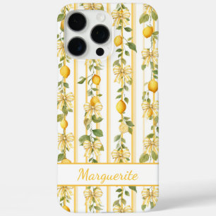 Funda iPhone 16 Pro Max Parras de limón con lazos de coqueta monogramados