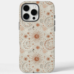 Funda iPhone 16 Pro Max Patrón Boho de Sol y Luna