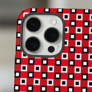 Funda iPhone 16 Pro Max Patrón clásico rojo negro y blanco a cuadros