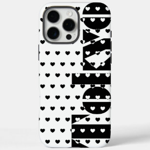 Funda iPhone 16 Pro Max Patrón Corazón Blanco Y Negro De Nueva York