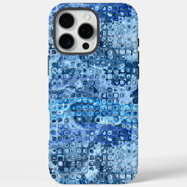 Funda iPhone 16 Pro Max Patrón de agua abstracto azul océano (Reverso)