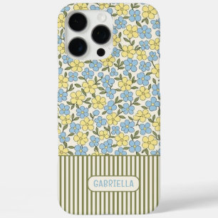 Funda iPhone 16 Pro Max Patrón de arte de rayas de pijama floral personali