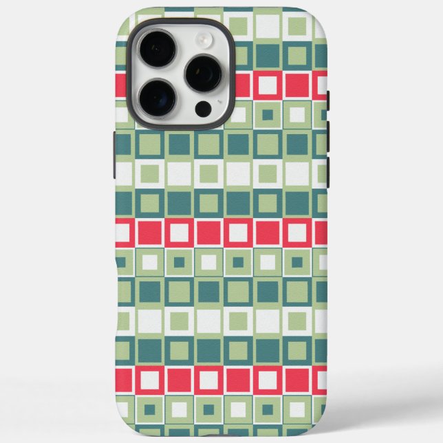 Funda iPhone 16 Pro Max Patrón de bloque cuadrado retro (Reverso)