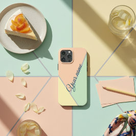 Funda iPhone 16 Pro Max Patrón de bloque de color rosado verde azulado en